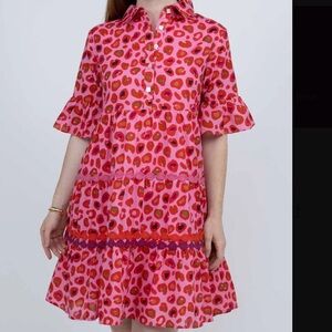 Ivy Jane Pink Spotted Leopard Tiered Dress Medium Pink Uncle Frank Animal Print